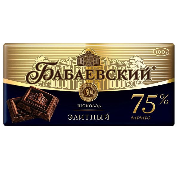 Шоколад Бабаевский 75гр Элитный темный 75% какао