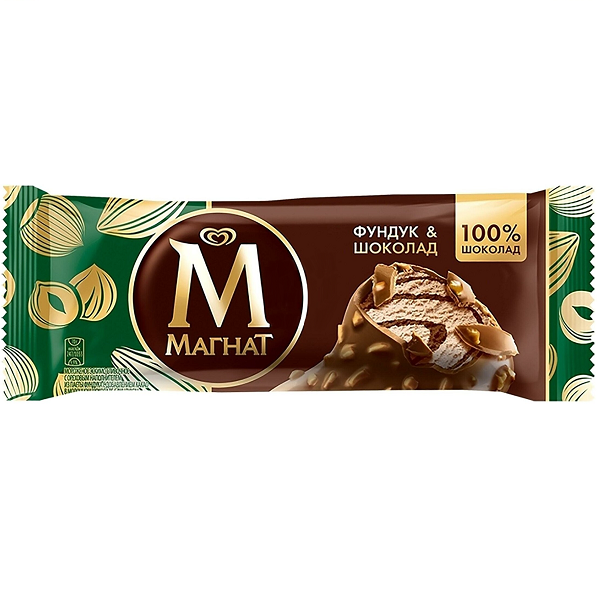 Мороженое Магнат Фундук и Шоколад сливочное в молочном шоколаде 70гр БЗМЖ