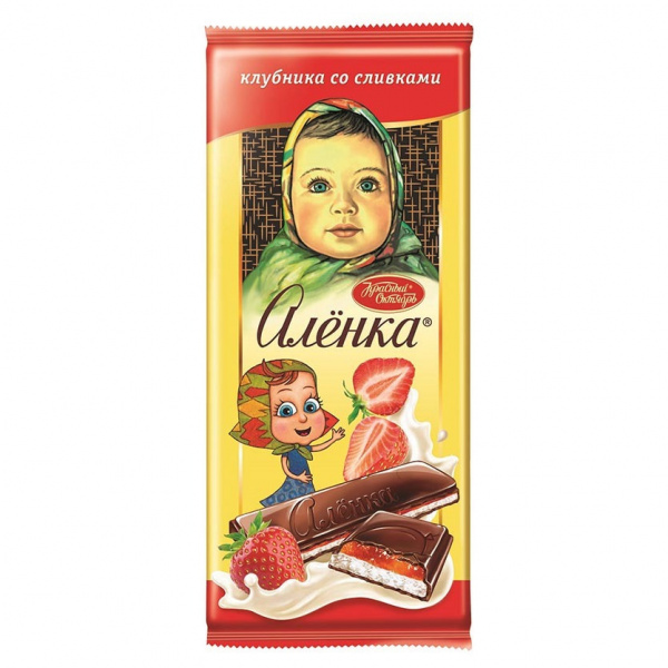 Шоколад Аленка 87гр с начинкой клубника со сливками