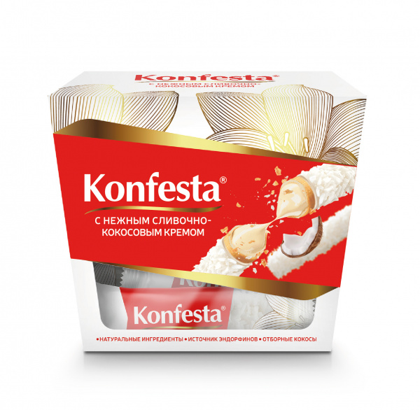Конфеты Konfesta 150гр с кокосовой начинкой