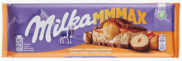 Шоколад Милка Макс 270гр Цельный фундук и карамель