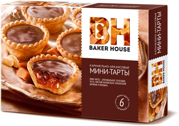 Мини-Тарты Baker Hous карамель и арахис 240гр
